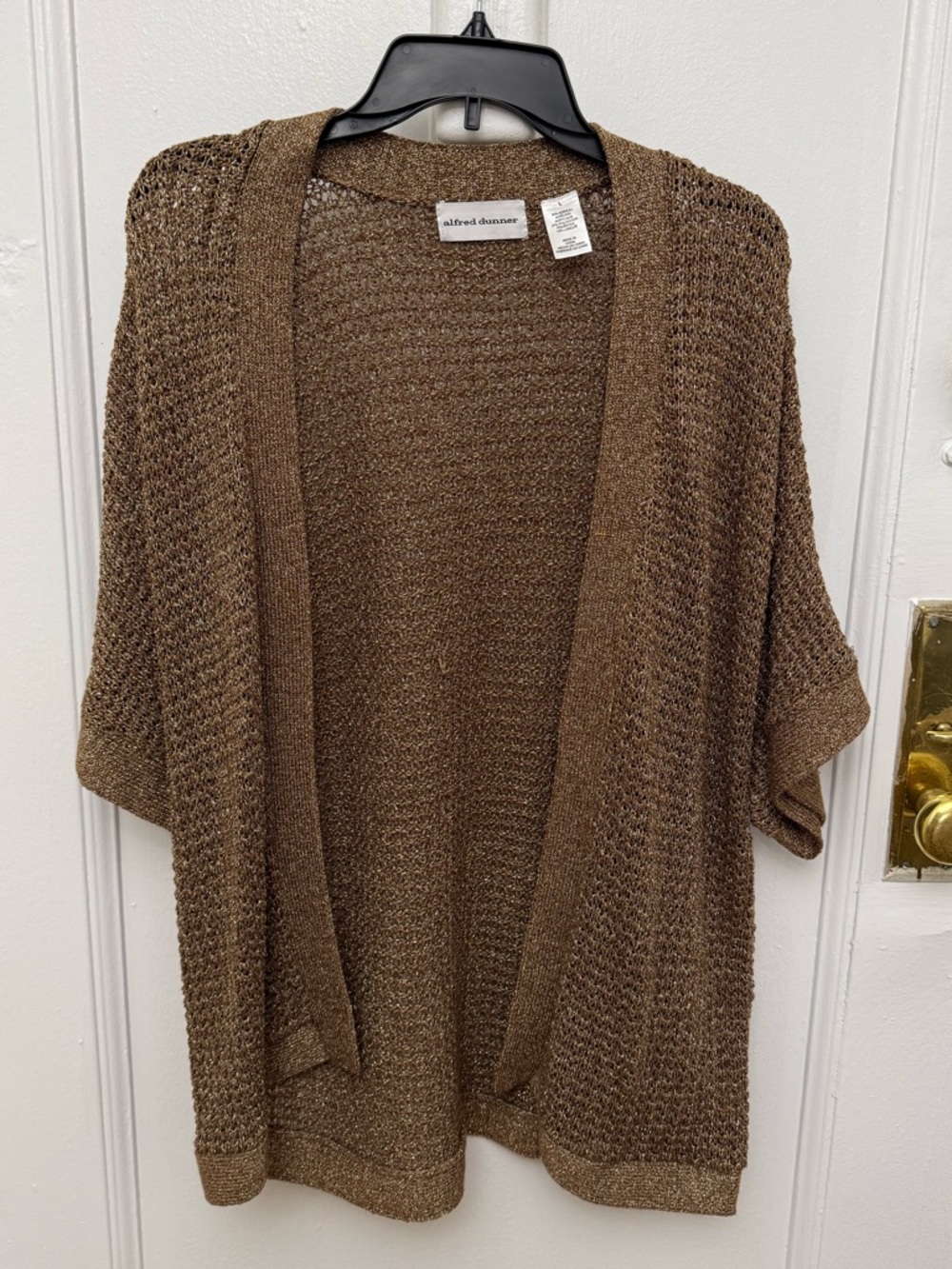 Alfred Dunner Bronze Open Front Knit Cardigan Sweater Size Large